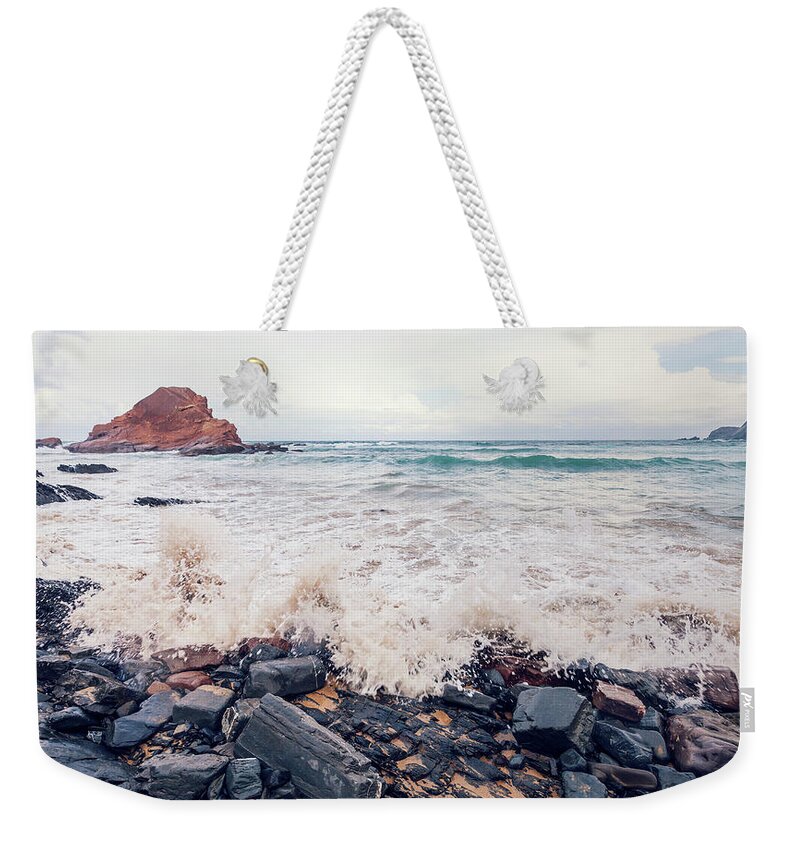 Algarve Weekender Tote Bag featuring the photograph Portugal, View Of Ponta Ruiva Beach by Westend61