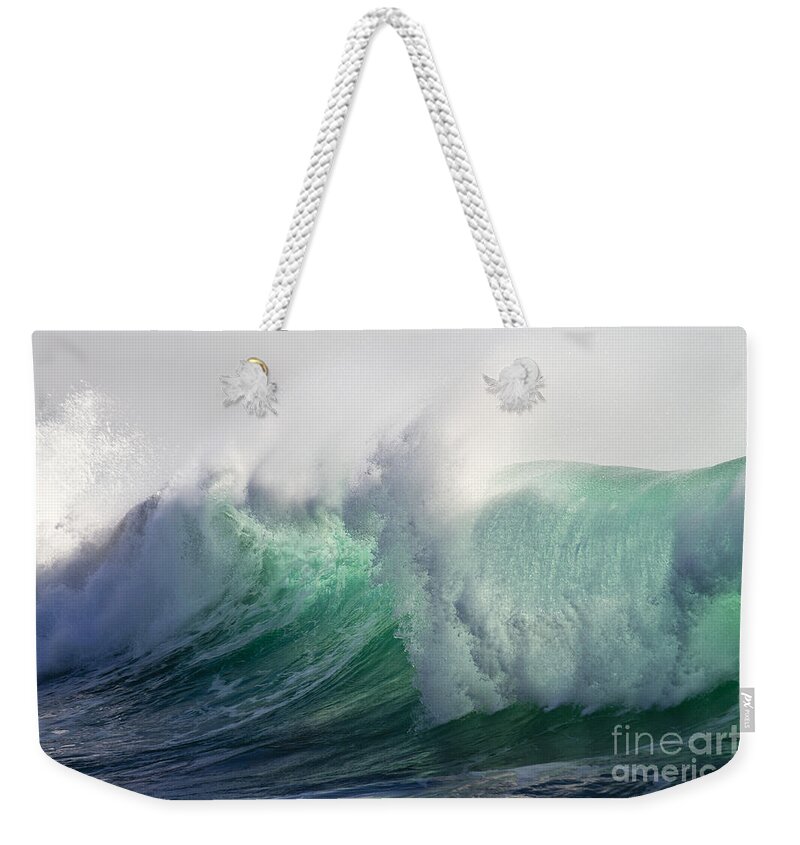 Wave Weekender Tote Bag featuring the photograph Portuguese Sea Surf by Heiko Koehrer-Wagner