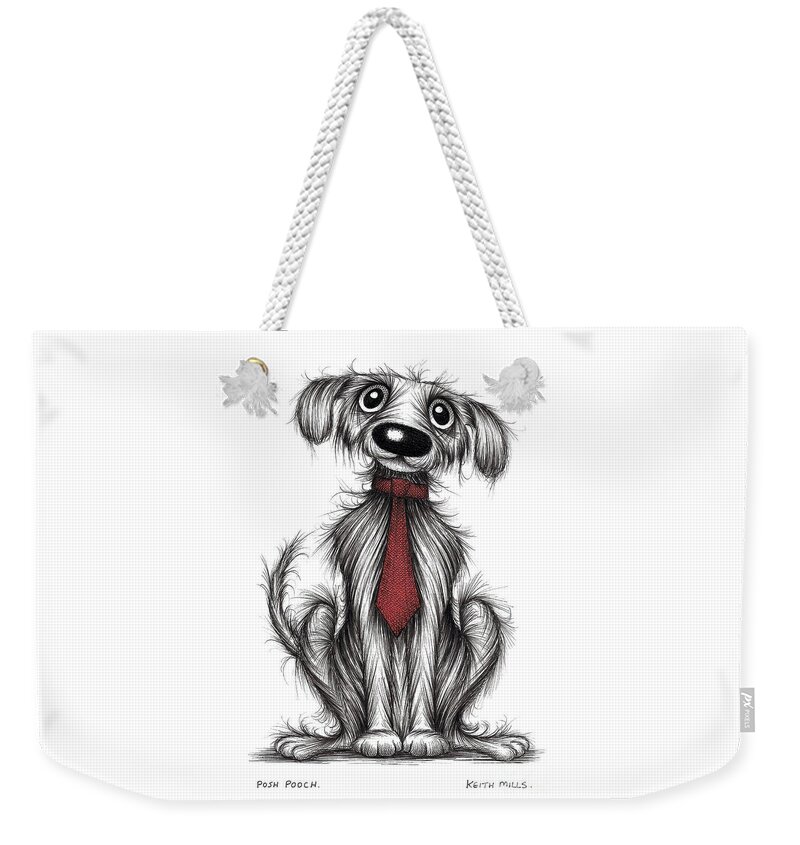 Dog Weekender Tote Bag featuring the drawing Posh pooch by Keith Mills