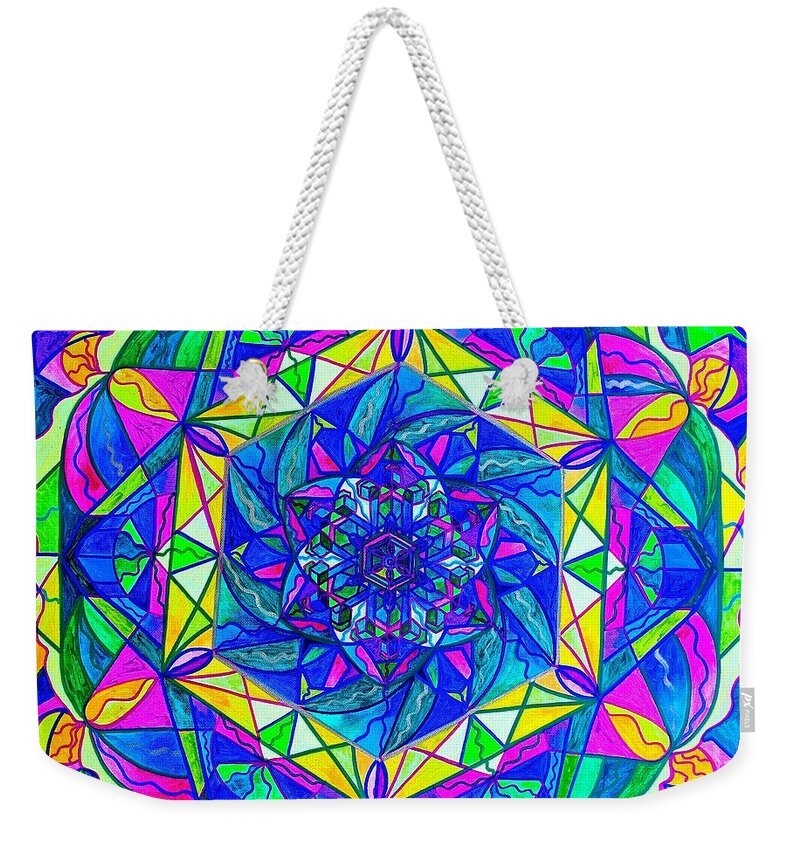 Vibration Weekender Tote Bag featuring the painting Positive Focus by Teal Eye Print Store