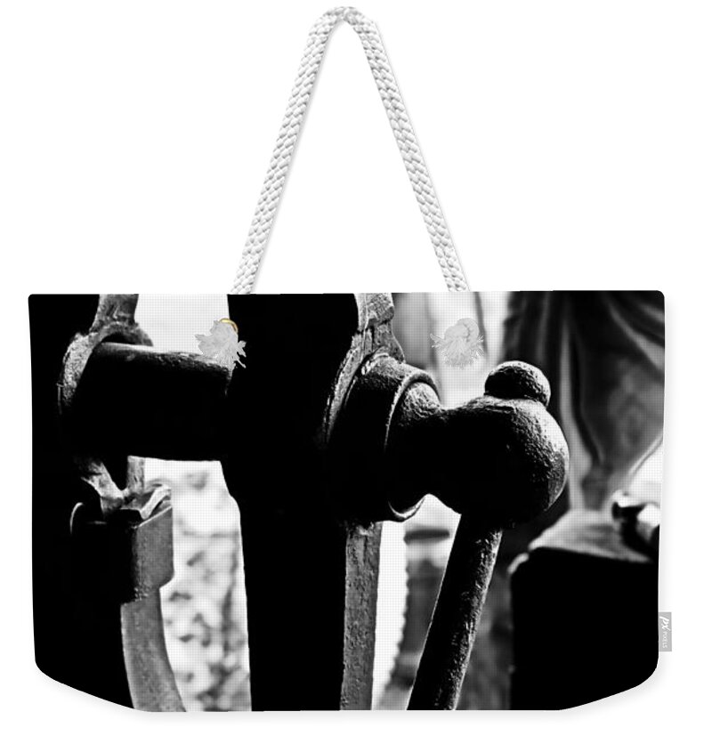 Blacksmithing Weekender Tote Bag featuring the photograph Post Vice by Daniel Reed