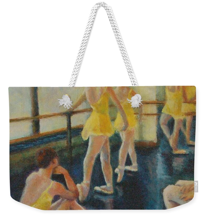 Ballerina Weekender Tote Bag featuring the painting Practice by Jana Baker