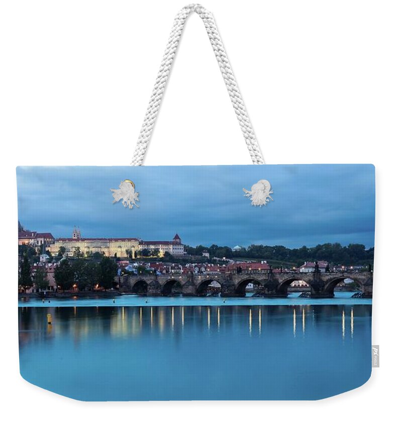 Tranquility Weekender Tote Bag featuring the photograph Prague & Blue River by Luís Henrique Boucault