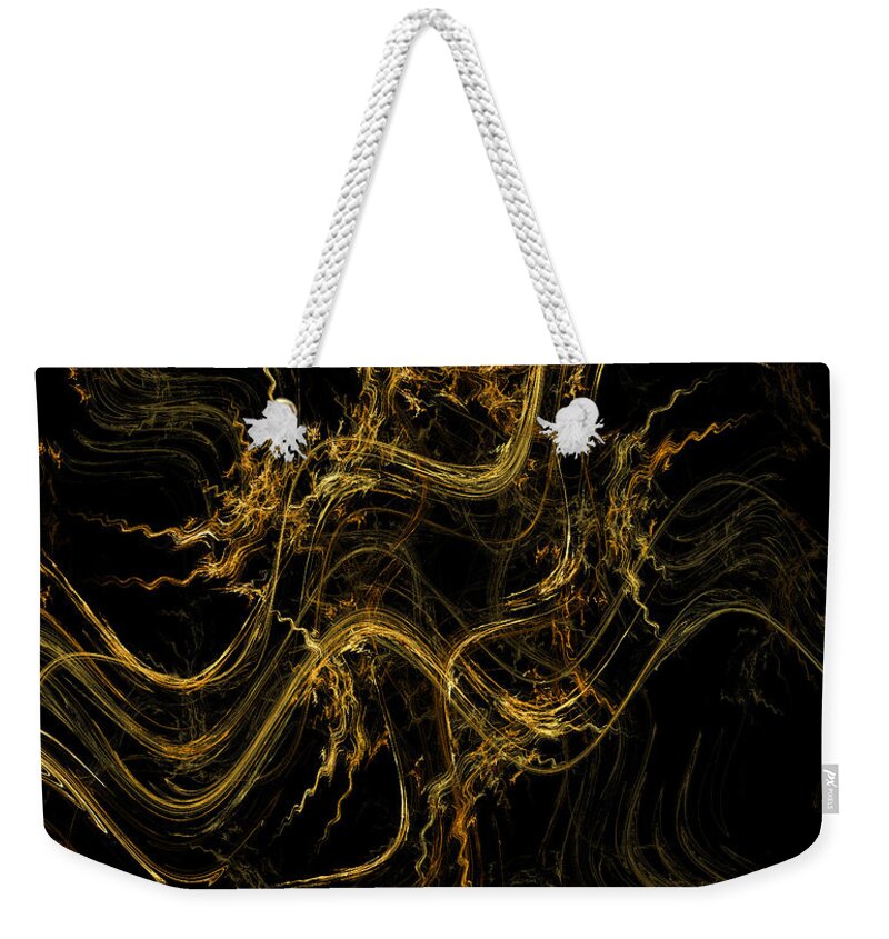 Abstract Weekender Tote Bag featuring the digital art Precious Metal 2 Black Decorator Collection 1 by Andee Design