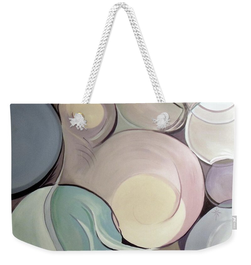 Soft Colors Weekender Tote Bag featuring the painting Pregnant Possibilities by Jodie Marie Anne Richardson Traugott     aka jm-ART