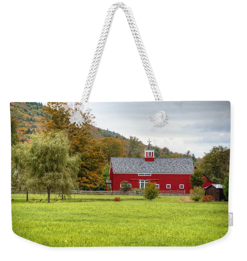 Barn Weekender Tote Bag featuring the photograph Prettiest Barn in Vermont by Donna Doherty