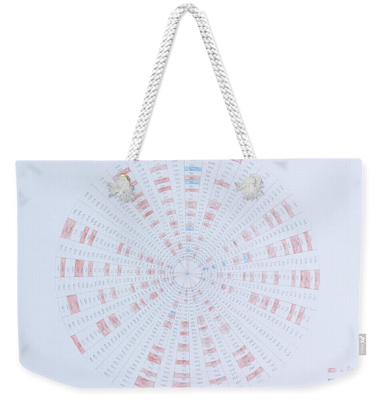 Prime Number Weekender Tote Bag featuring the drawing Prime Number Pattern P Mod 40 by Jason Padgett