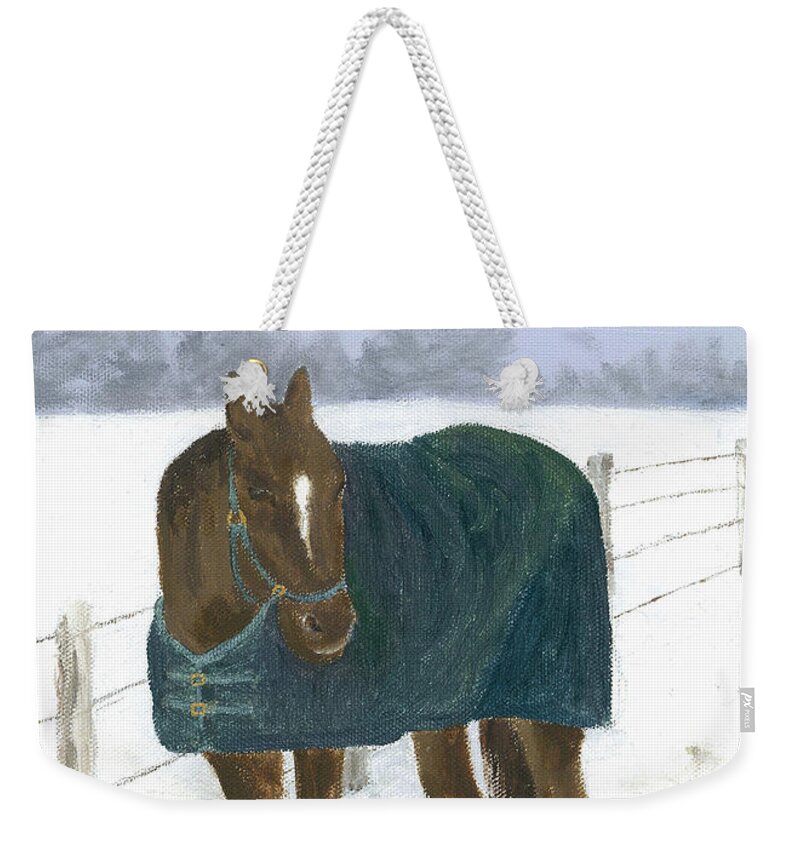 Horse Weekender Tote Bag featuring the painting Prince Seasons Greetings by Laurel Best