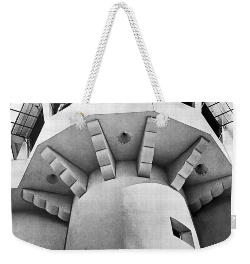 1035-1021 Weekender Tote Bag featuring the photograph Prison Guard Tower by Underwood Archives