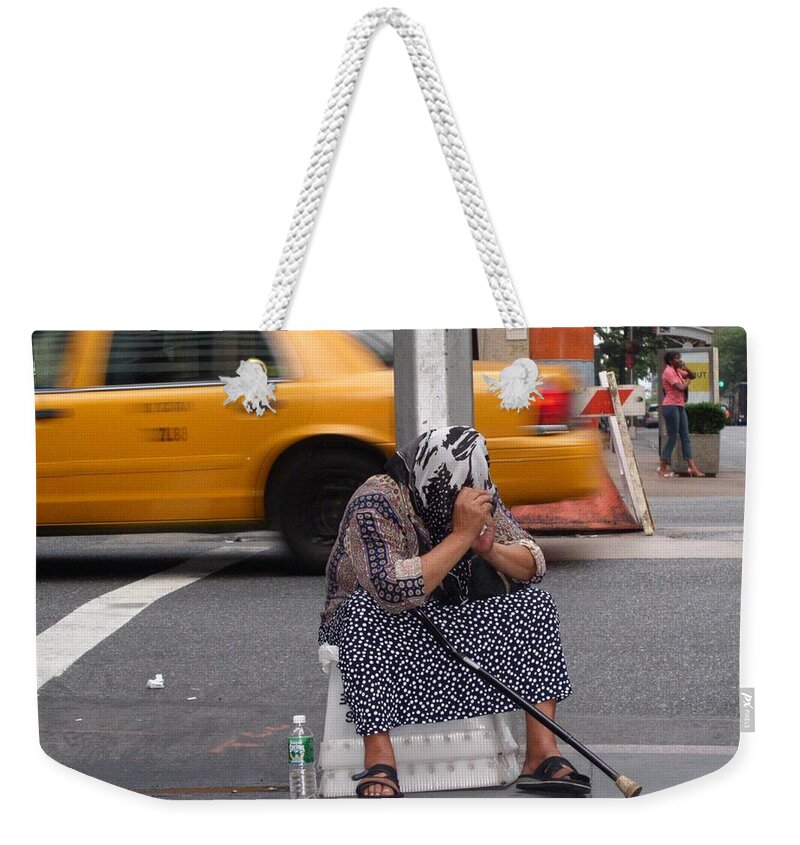 Homeless Woman Weekender Tote Bag featuring the photograph NYC Privacy Please by Cleaster Cotton