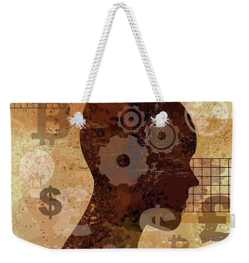 Adult Weekender Tote Bag featuring the photograph Profile Of Man Thinking About Global by Ikon Images