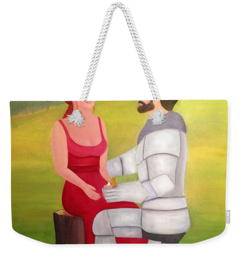 Red Hair Weekender Tote Bag featuring the painting Proposal by Sheila Mashaw