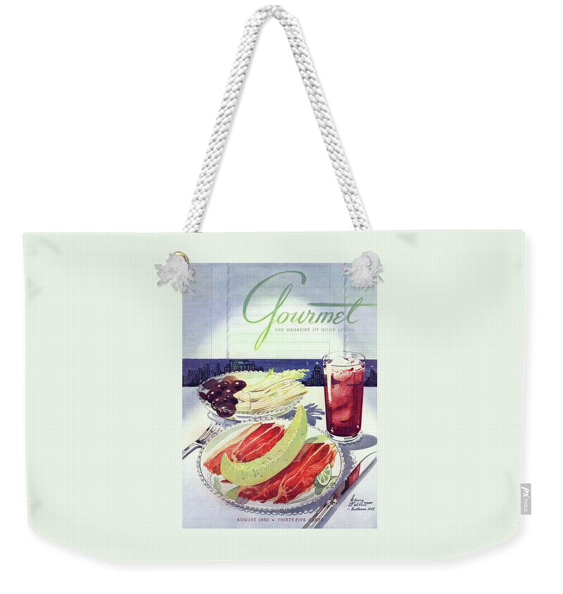 Prosciutto, Melon, Olives, Celery And A Glass Weekender Tote Bag