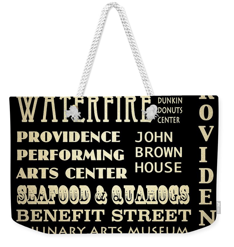 Providence Weekender Tote Bag featuring the digital art Providence Rhode Island Famous Landmarks by Patricia Lintner