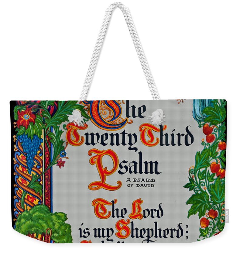 Christ Weekender Tote Bag featuring the photograph Psalms 23-1 by Tikvah's Hope