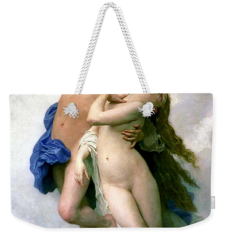 William Adolphe Bourguereau Weekender Tote Bag featuring the painting Psyche et LAmour by William Adolphe Bouguereau
