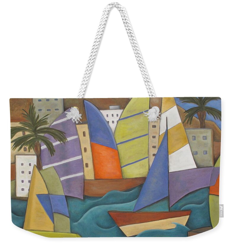 Landscape Weekender Tote Bag featuring the painting Puerto Nuevo by Trish Toro
