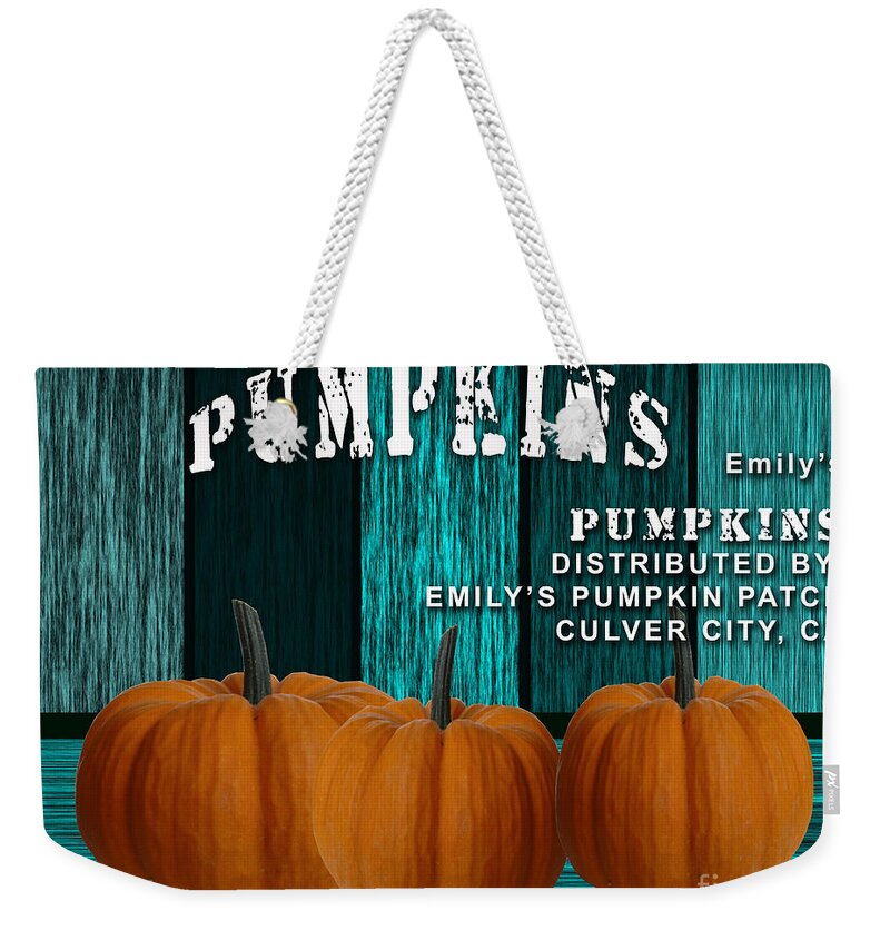 Pumpkin Photographs Weekender Tote Bag featuring the mixed media Pumpkin Patch by Marvin Blaine