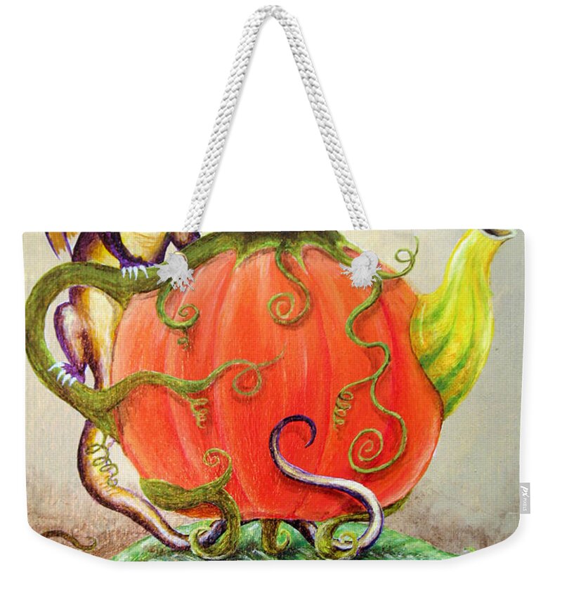 Dragon Weekender Tote Bag featuring the painting Pumpkin Tea Dragon by Michelle Bien