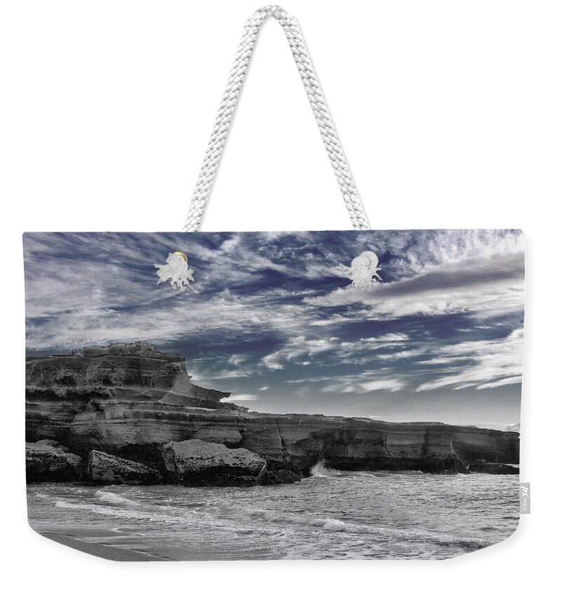 New Zealand Weekender Tote Bag featuring the photograph Punakaiki Truman Track #4 - Black and White by Stuart Litoff