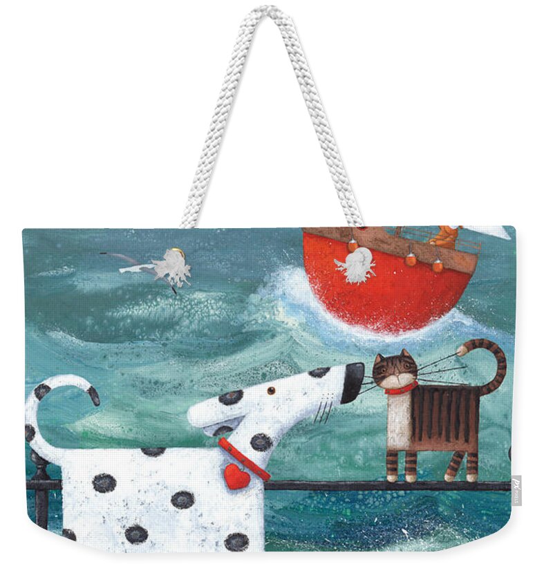 Peter Adderley Weekender Tote Bag featuring the photograph Puppy Love by MGL Meiklejohn Graphics Licensing