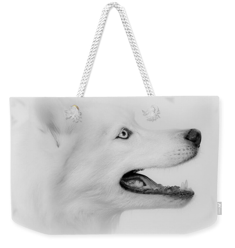 Siberian Husky Weekender Tote Bag featuring the photograph Pure by Betty Depee