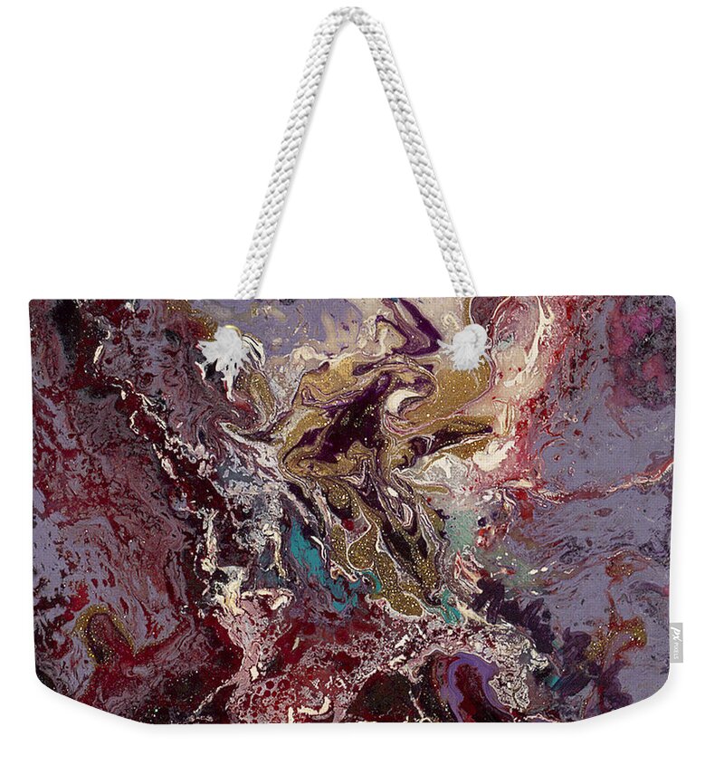 Purple Weekender Tote Bag featuring the painting Purple Blitz by Nadine Rippelmeyer