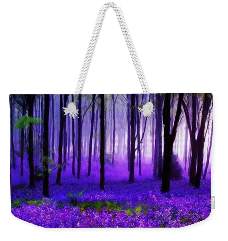 Tree Weekender Tote Bag featuring the painting Purple Forest by Bruce Nutting