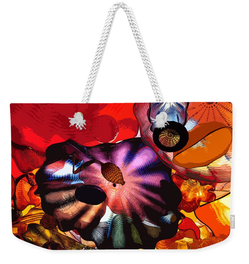 Purple Weekender Tote Bag featuring the digital art Purple Glass in Sea of Red by Kirt Tisdale