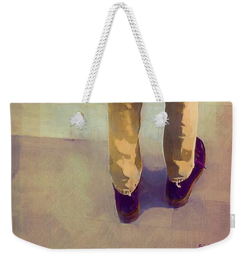 Legs Weekender Tote Bag featuring the painting Purple Shoes at the Museum by RC DeWinter
