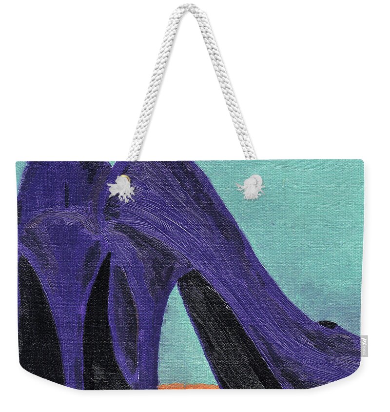 Purple Weekender Tote Bag featuring the painting Purple Shoes by Laurel Best
