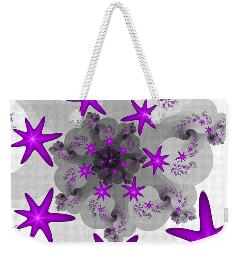 Digital Art Weekender Tote Bag featuring the digital art Purple Stars by Gabiw Art