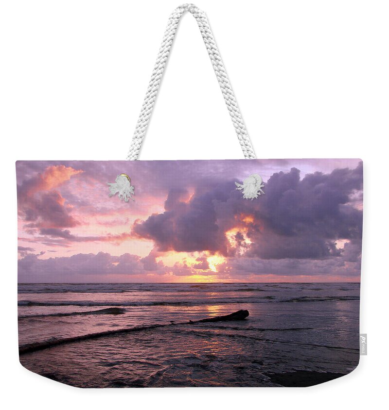 Sunset Weekender Tote Bag featuring the photograph Purple Pink Sunset by Athena Mckinzie
