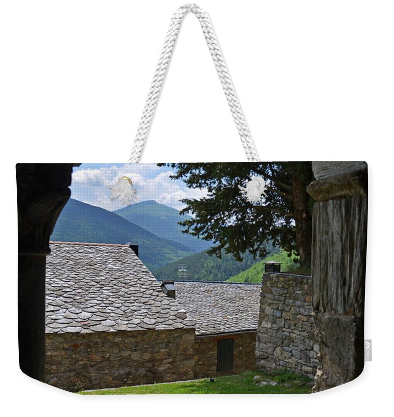 Vic Weekender Tote Bag featuring the photograph Pyrenees Window Frame Vic Andorra by Toby McGuire