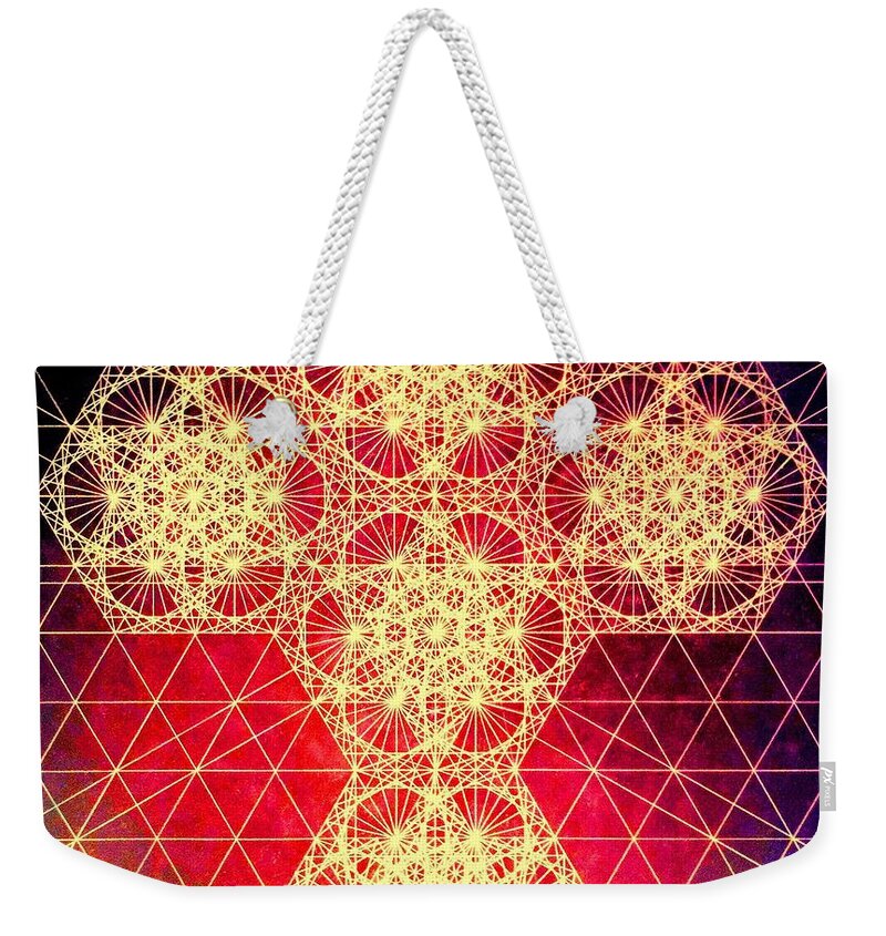 Cross Weekender Tote Bag featuring the drawing Quantum Cross Hand Drawn by Jason Padgett