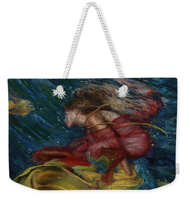 Angelfish Weekender Tote Bag featuring the glass art Queen of the Angels by Mia Tavonatti