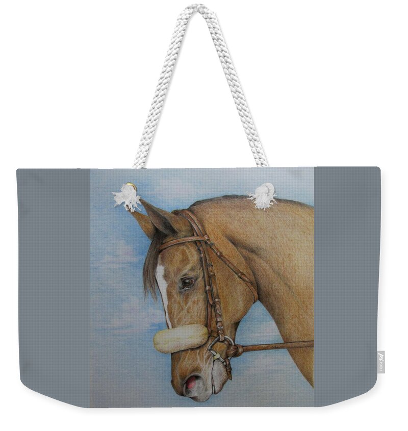 Horse Weekender Tote Bag featuring the drawing Zenyatta by Catherine Howley