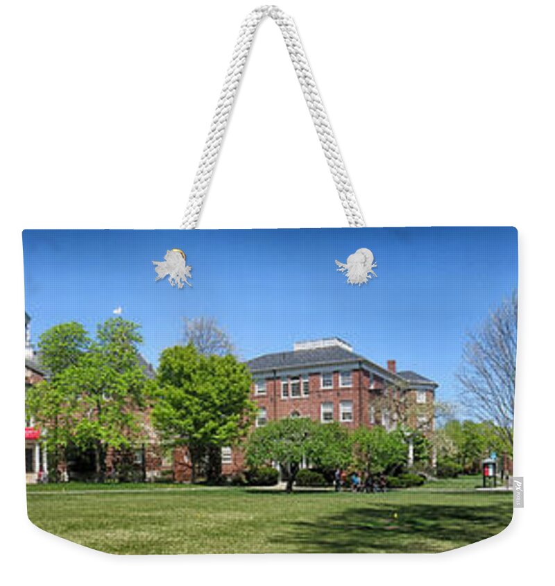 Radcliffe Yard Weekender Tote Bag featuring the photograph Radcliffe Yard Harvard by Georgia Clare