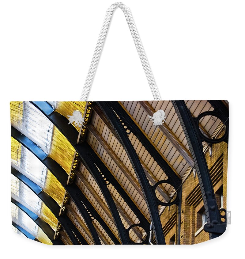 Arch Weekender Tote Bag featuring the photograph Rafters at London Kings Cross by Christi Kraft