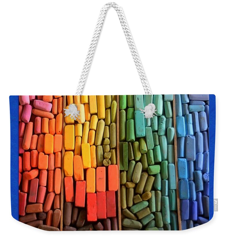 Chalk Weekender Tote Bag featuring the photograph Rainbow of Pastel Chalk by Kae Cheatham