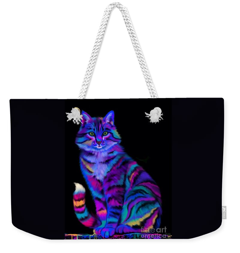 Rainbow Painted Tiger Cat Weekender Tote Bag by Nick Gustafson - Fine Art  America