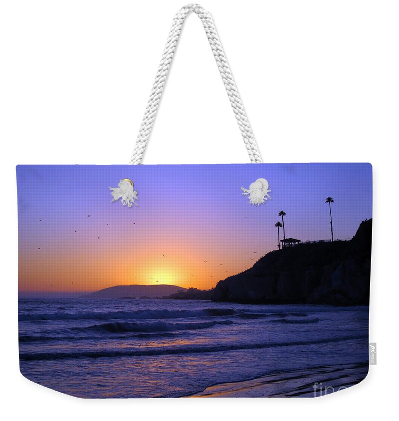 Pismo Beach Weekender Tote Bag featuring the photograph Rainbow Sunset by Debra Thompson