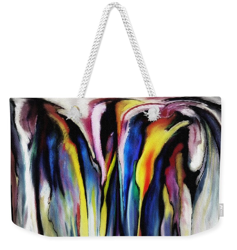 Abstract Weekender Tote Bag featuring the photograph Rainbow Waterfall by Jodie Marie Anne Richardson Traugott     aka jm-ART