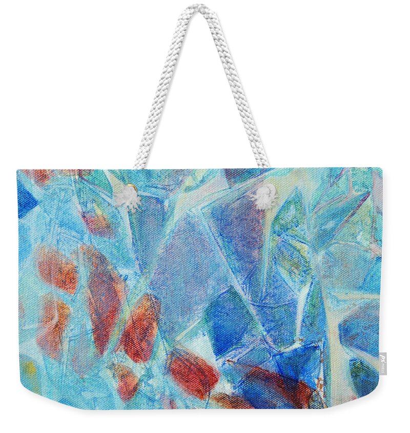 Abstract Weekender Tote Bag featuring the painting Rainforest Sunrise - Cropped by Arlissa Vaughn