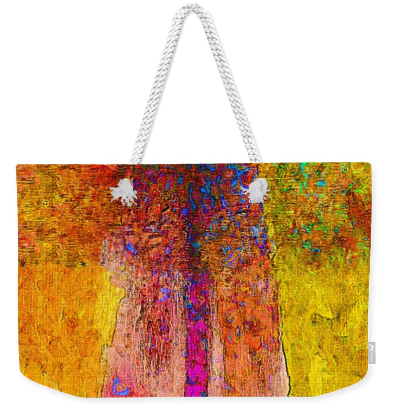 Red Umbrella Weekender Tote Bag featuring the painting Raining Sunshine by Claire Bull