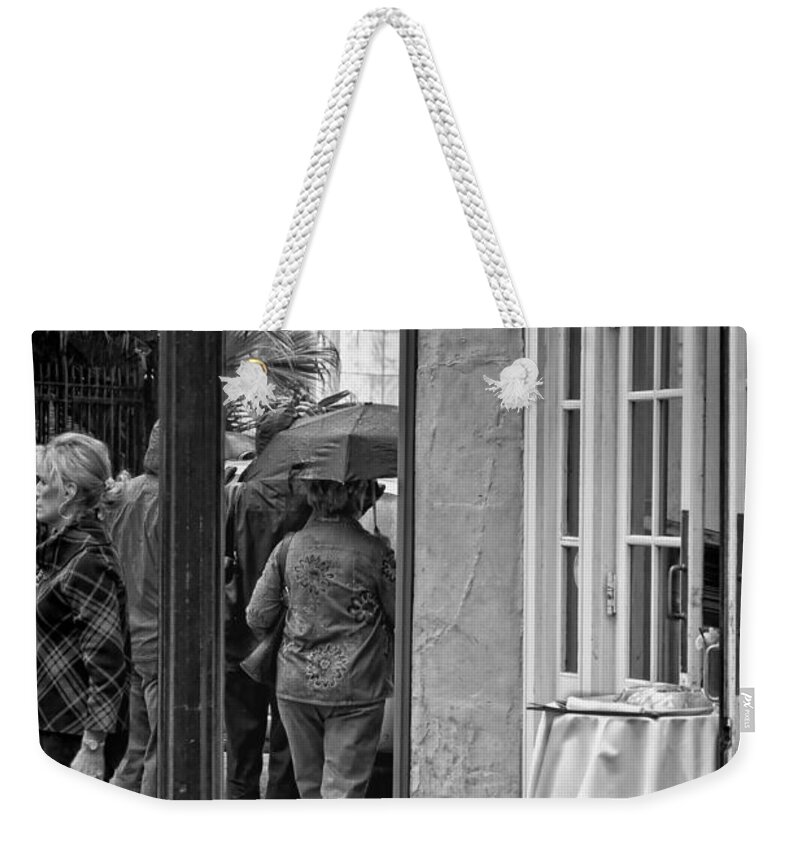 Rainy Weekender Tote Bag featuring the photograph Rainy Day Lunch New Orleans by Kathleen K Parker