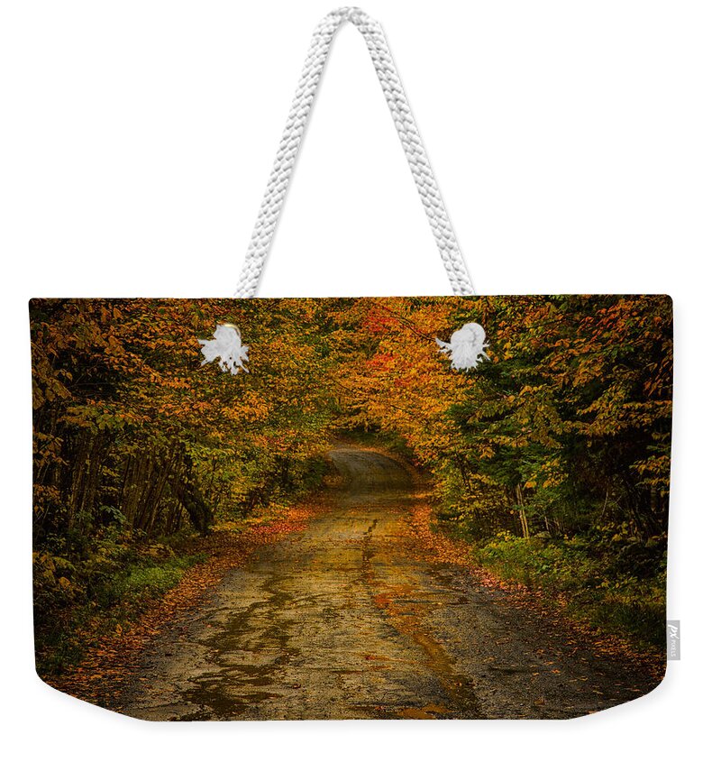 Autumn Foliage New England Weekender Tote Bag featuring the photograph Rainy Fall Reflections by Jeff Folger