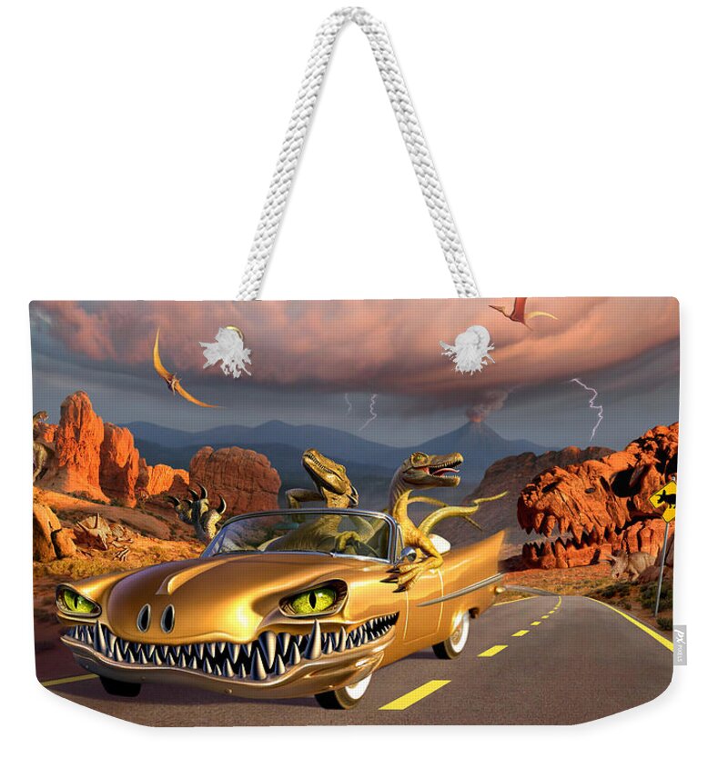 Dinosaurs Weekender Tote Bag featuring the digital art Rapt Patrol by Jerry LoFaro