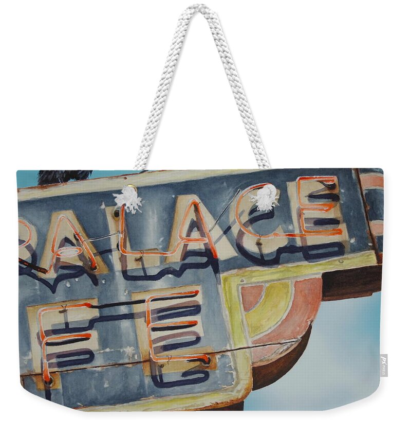  Weekender Tote Bag featuring the painting Raven and Palace by Greg and Linda Halom