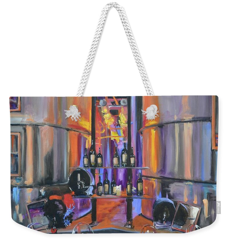 Wine Weekender Tote Bag featuring the painting Raymond Vineyards Crystal Cellar II by Donna Tuten
